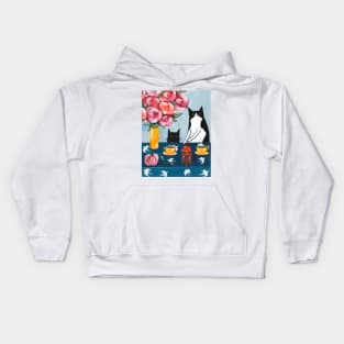 French Press Coffee Cats Kids Hoodie